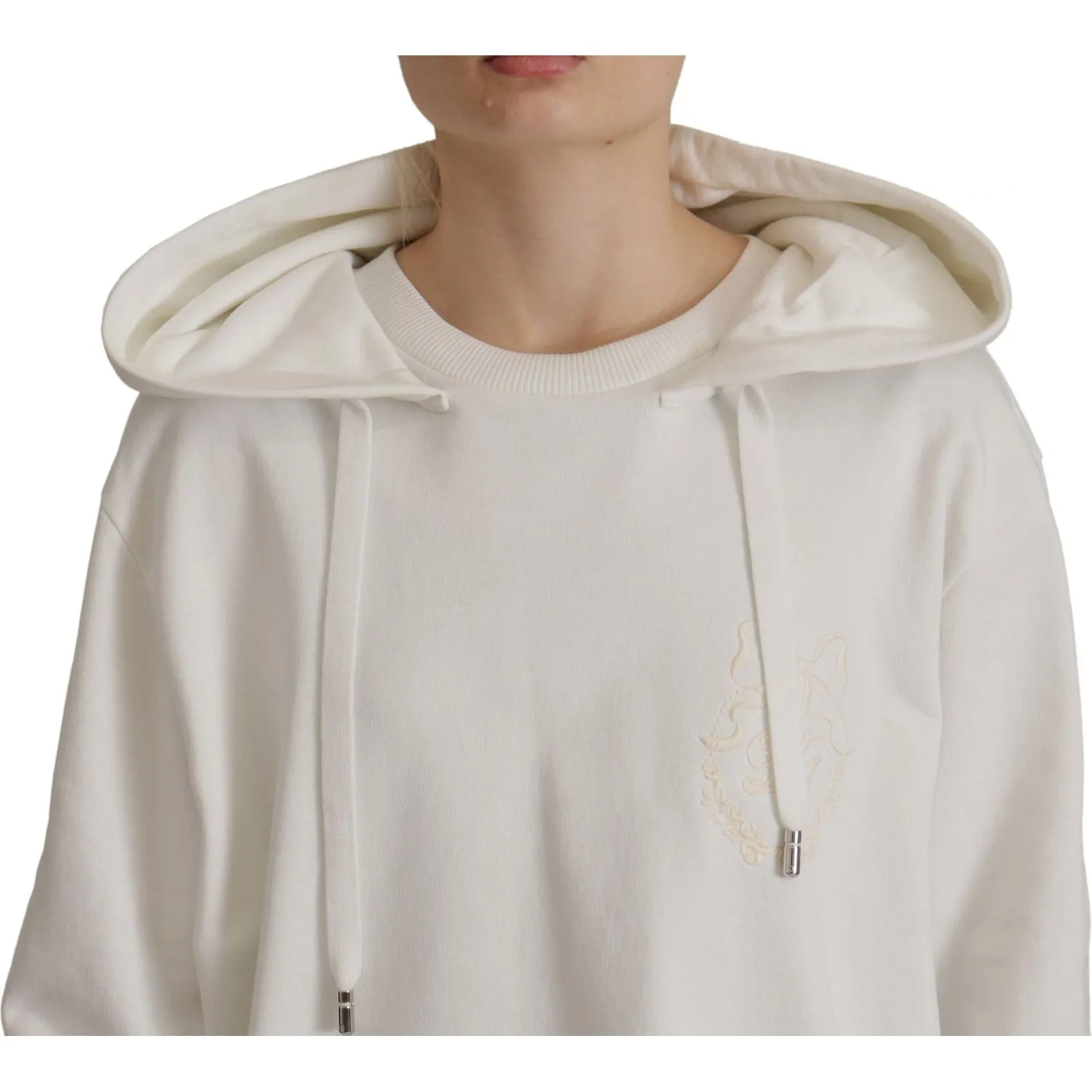 Dolce & Gabbana Chic White Hooded Pullover Sweater