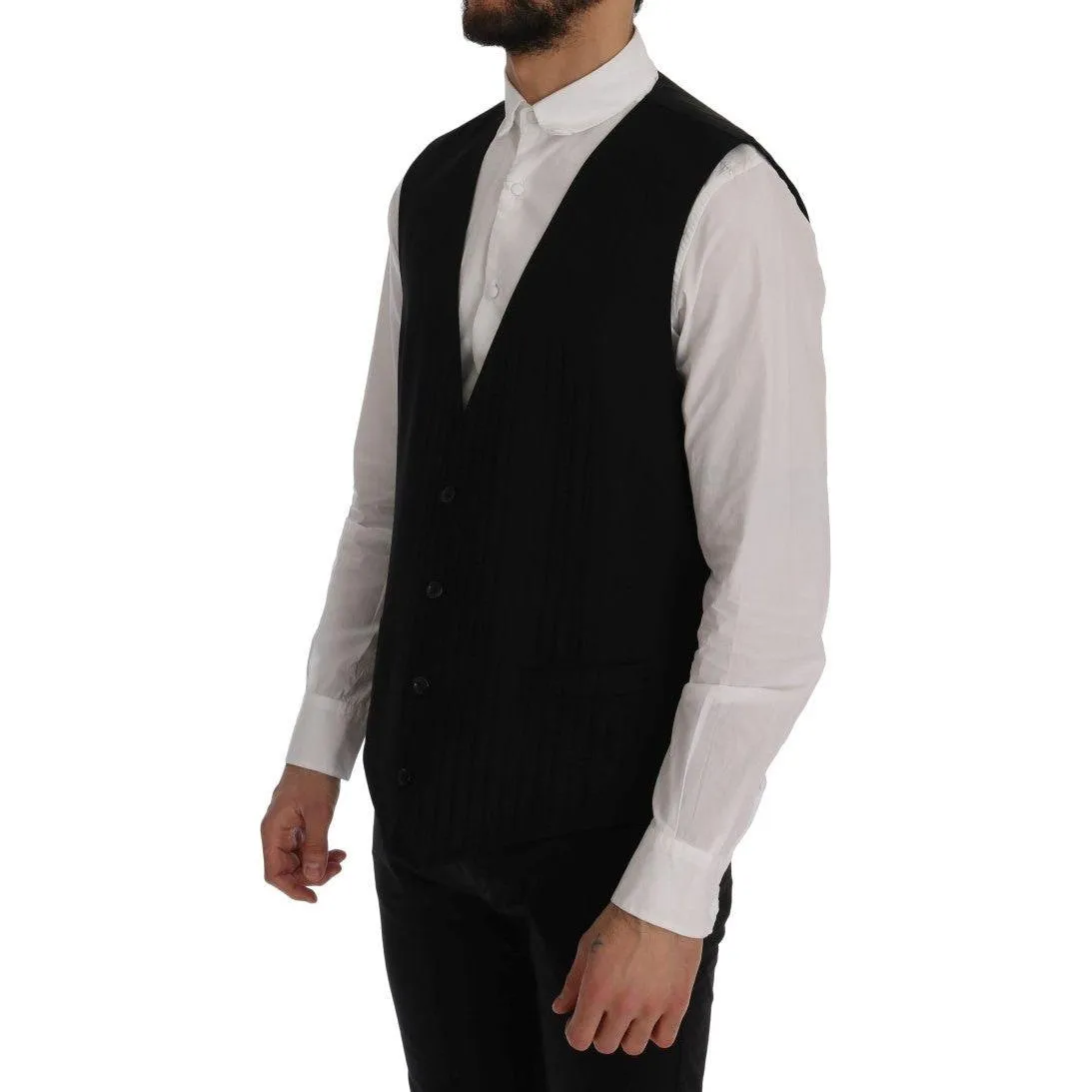 Dolce & Gabbana Elegant Striped Wool Blend Waistcoat Vest