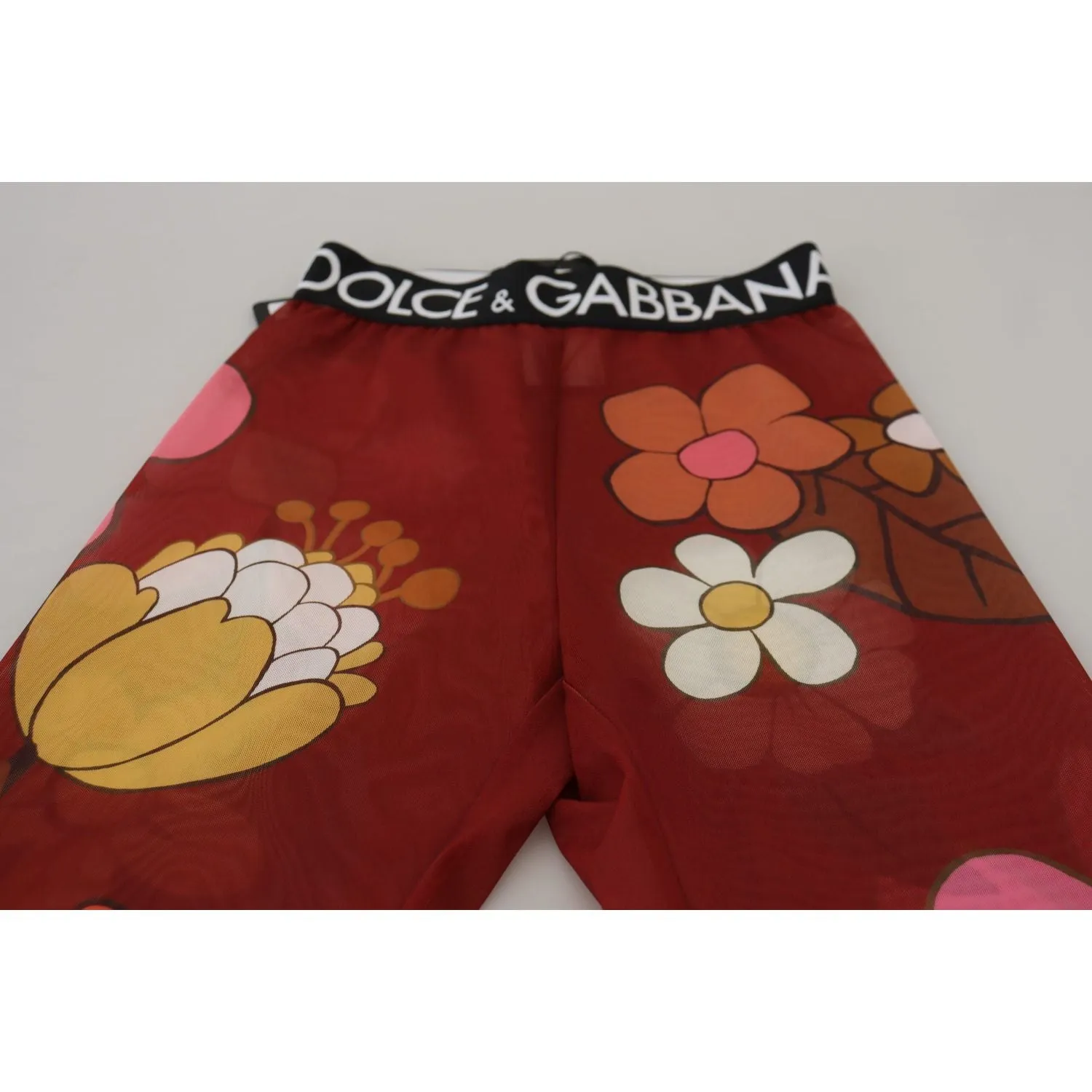 Dolce & Gabbana Floral Red High Waist Leggings