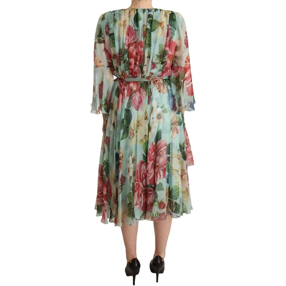 Dolce & Gabbana Floral Silk Midi Wrap Dress