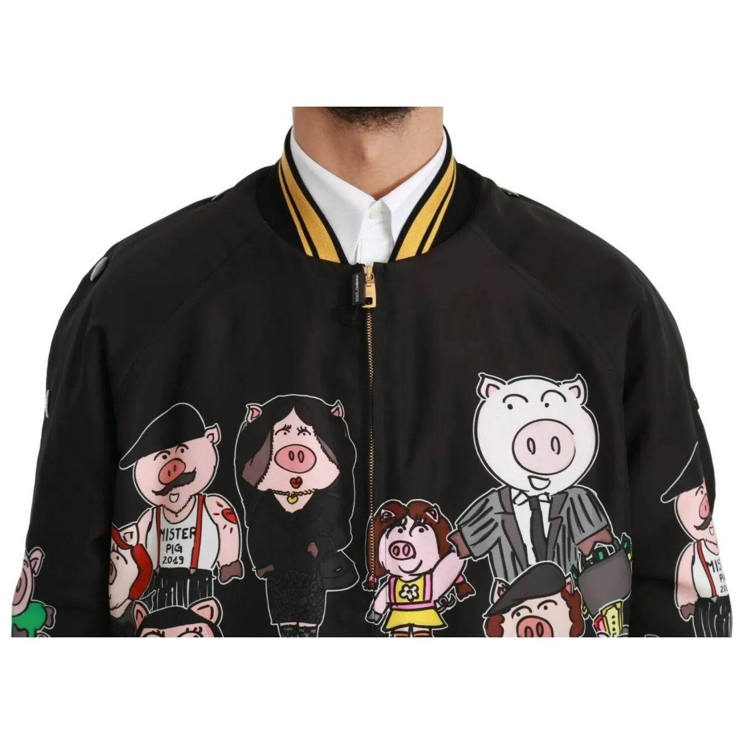 Dolce & Gabbana Multicolor Motive Bomber Style Jacket