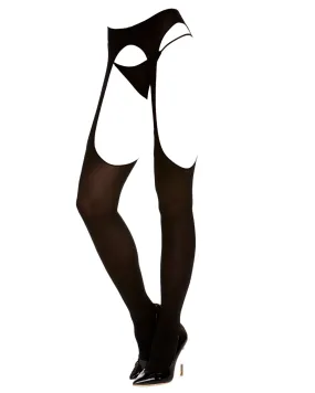 Dreamgirl Semi Opaque Sexy Suspender Pantyhose Black One Size