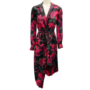 Dries Van Noten Black / Red Dinta Floral Printed Long Sleeved Wrap Dress