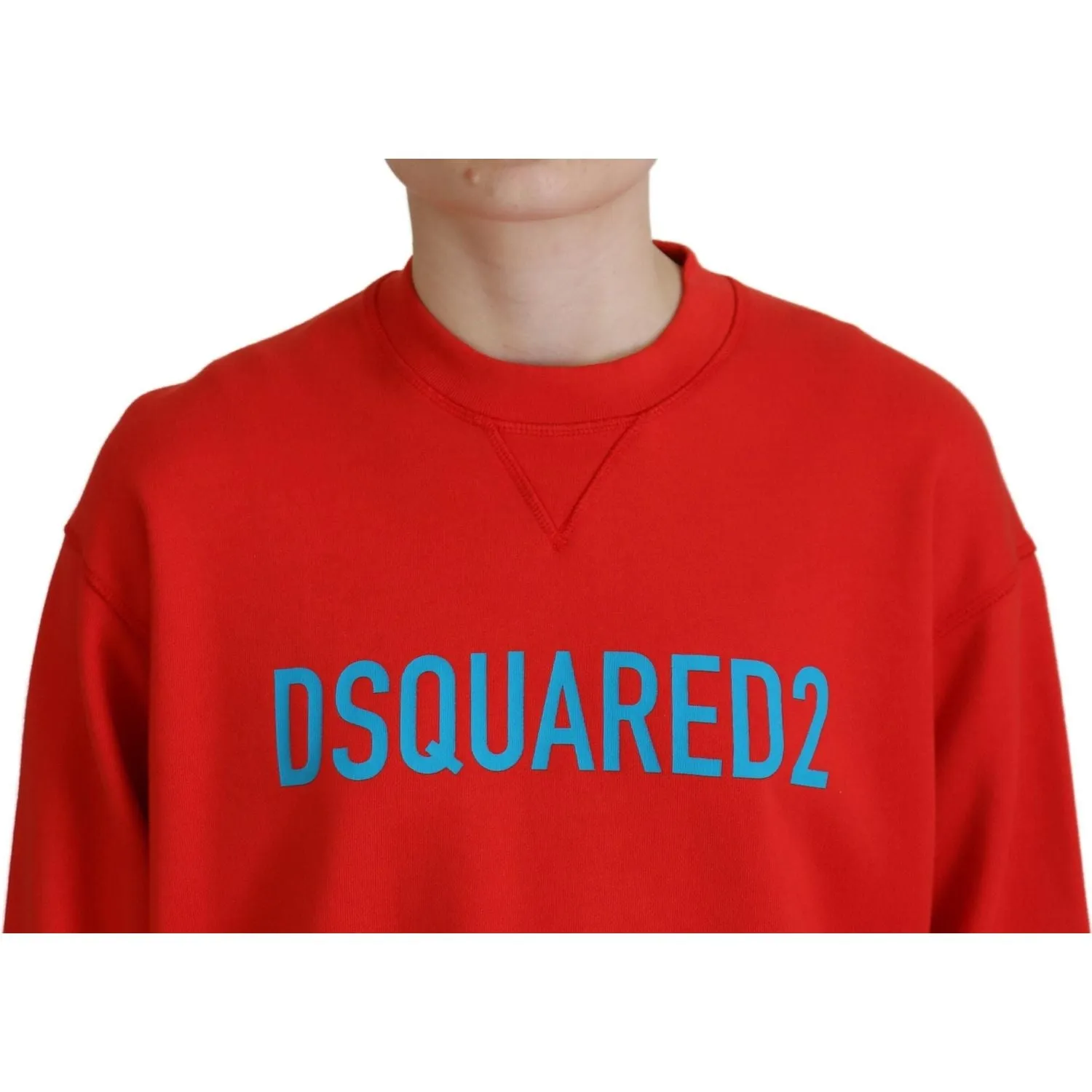 Dsquared² Red Cotton Printed Crew Neck Long Sleeve Sweater