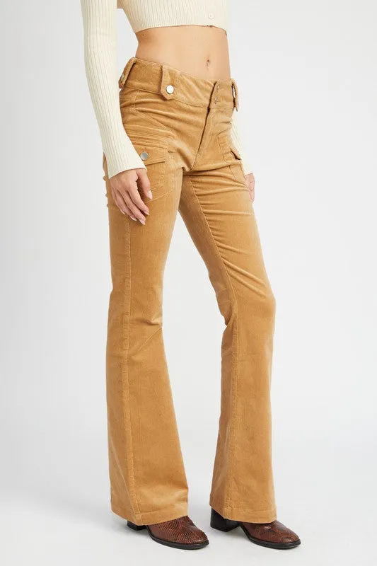 Emory Park CORDUROY LOW RISE PANTS WITH BELL BOTTOM