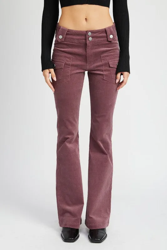 Emory Park CORDUROY LOW RISE PANTS WITH BELL BOTTOM