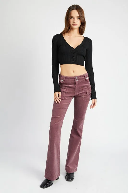 Emory Park CORDUROY LOW RISE PANTS WITH BELL BOTTOM