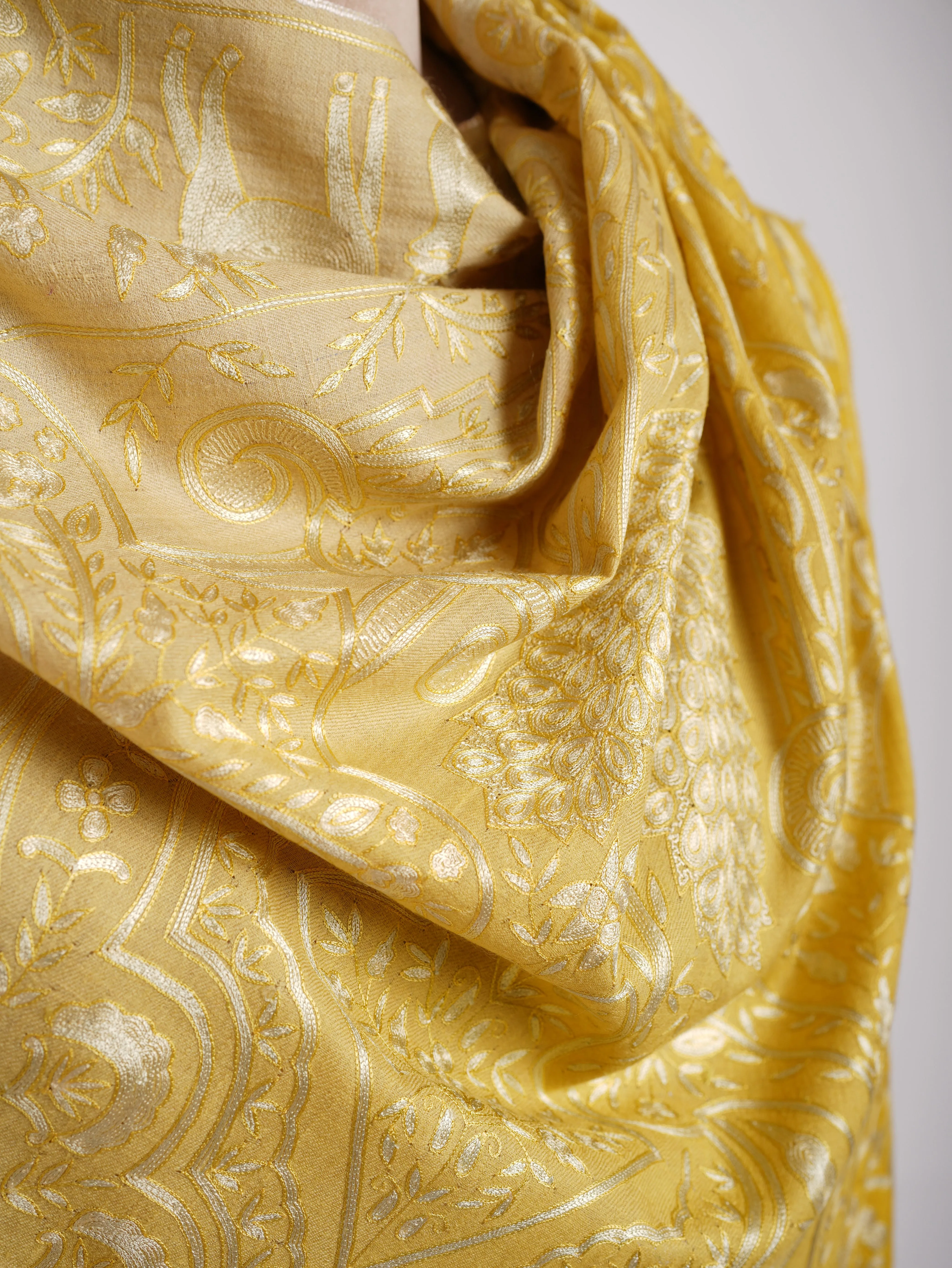 Empire Yellow Ombre Peacock Pashmina Shawl