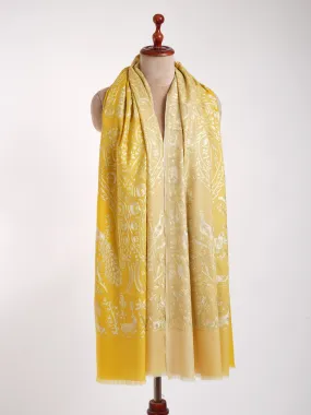 Empire Yellow Ombre Peacock Pashmina Shawl