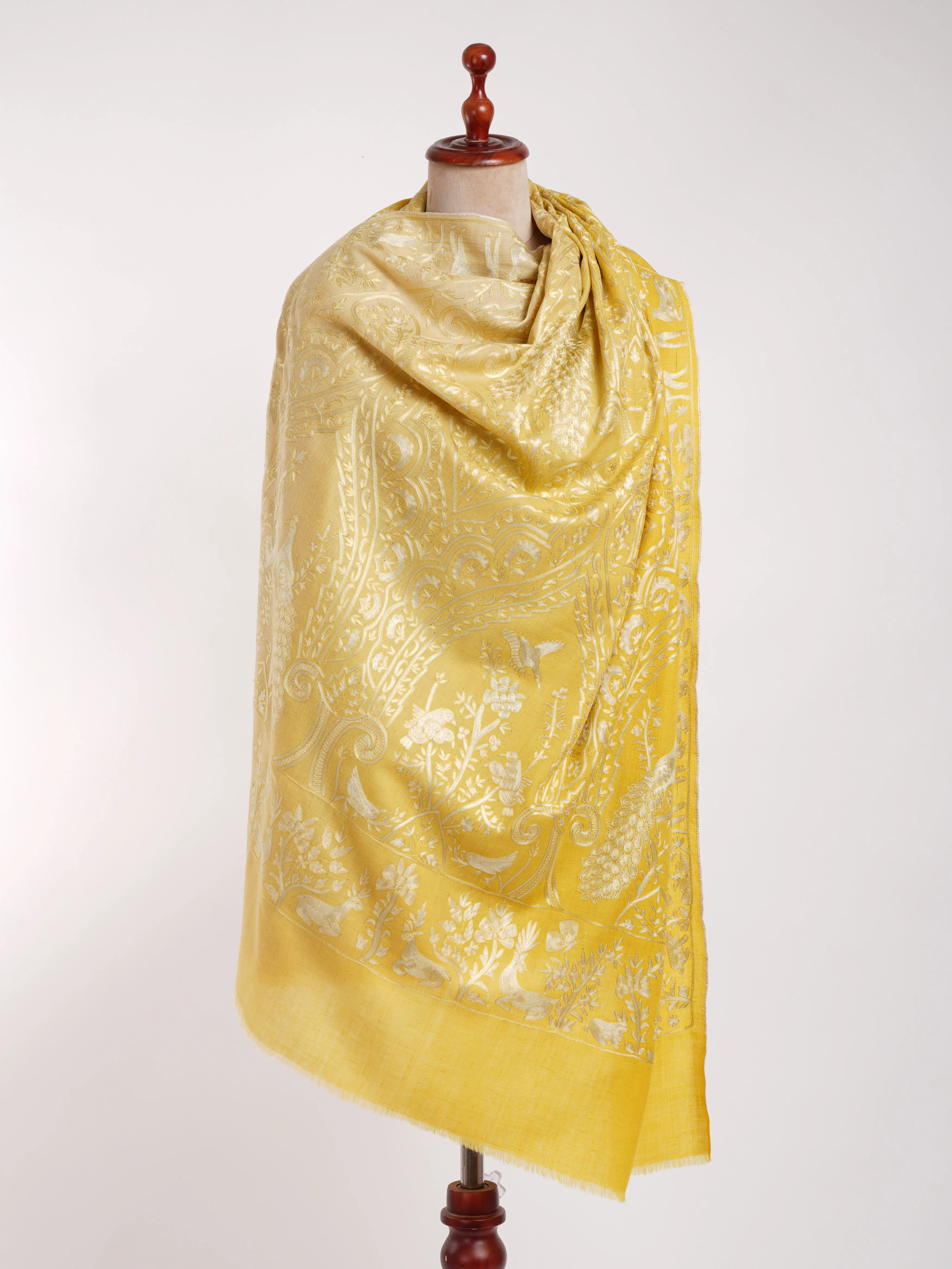 Empire Yellow Ombre Peacock Pashmina Shawl