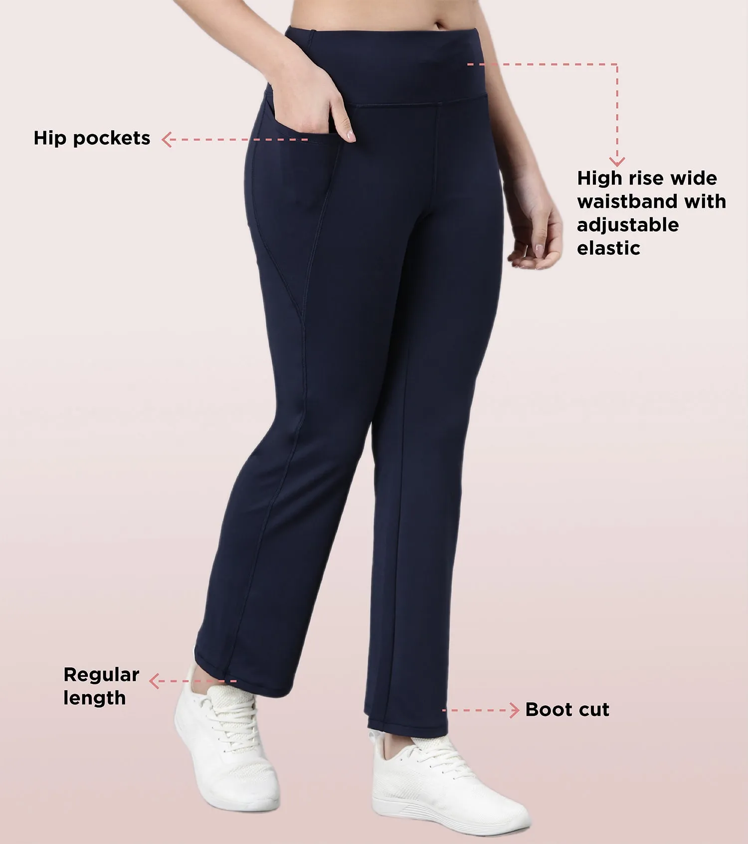 Enamor Boot Cut Active Pant | High Waist Workout Pant For Women | A402 