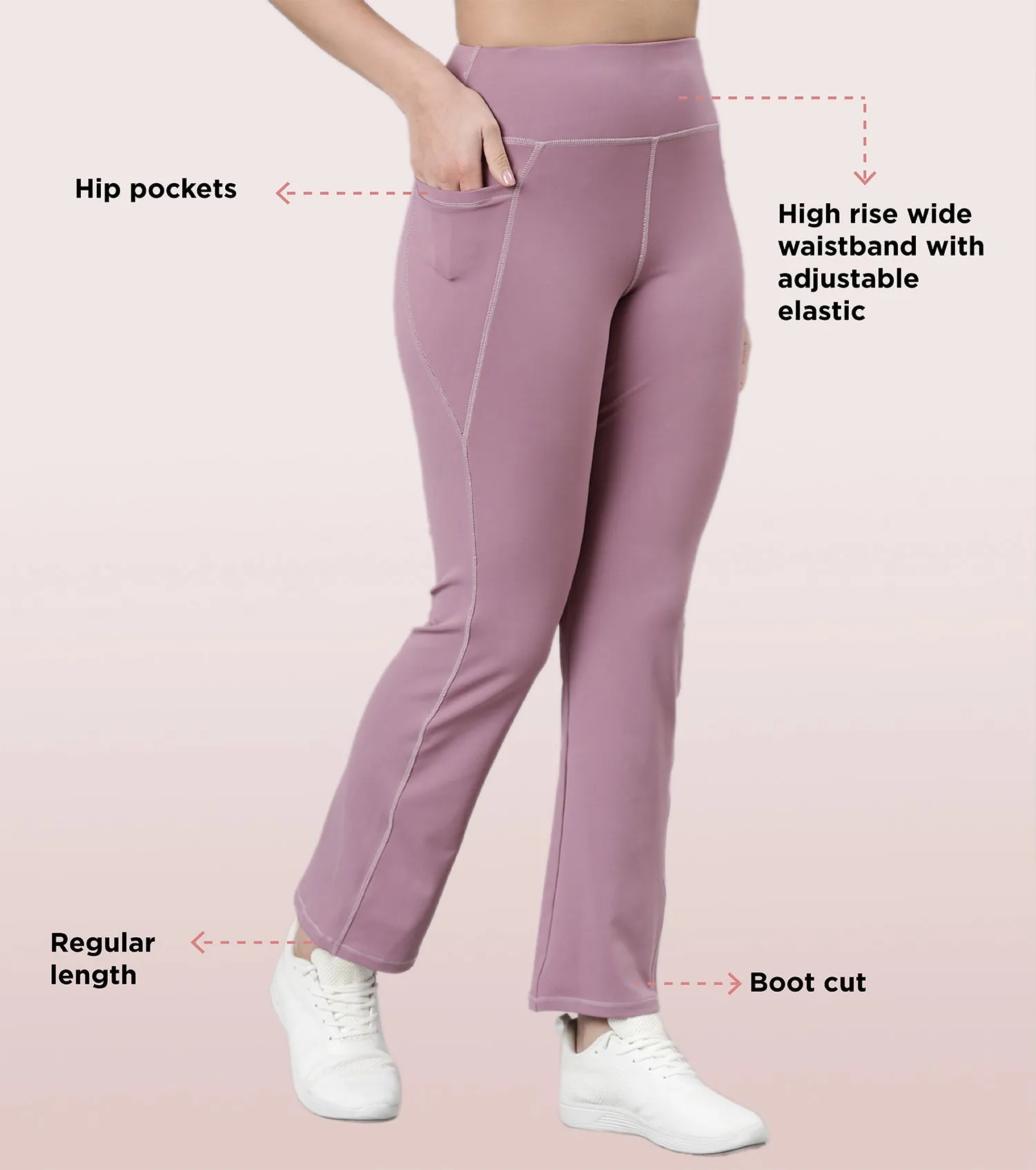 Enamor Boot Cut Active Pant | High Waist Workout Pant For Women | A402 