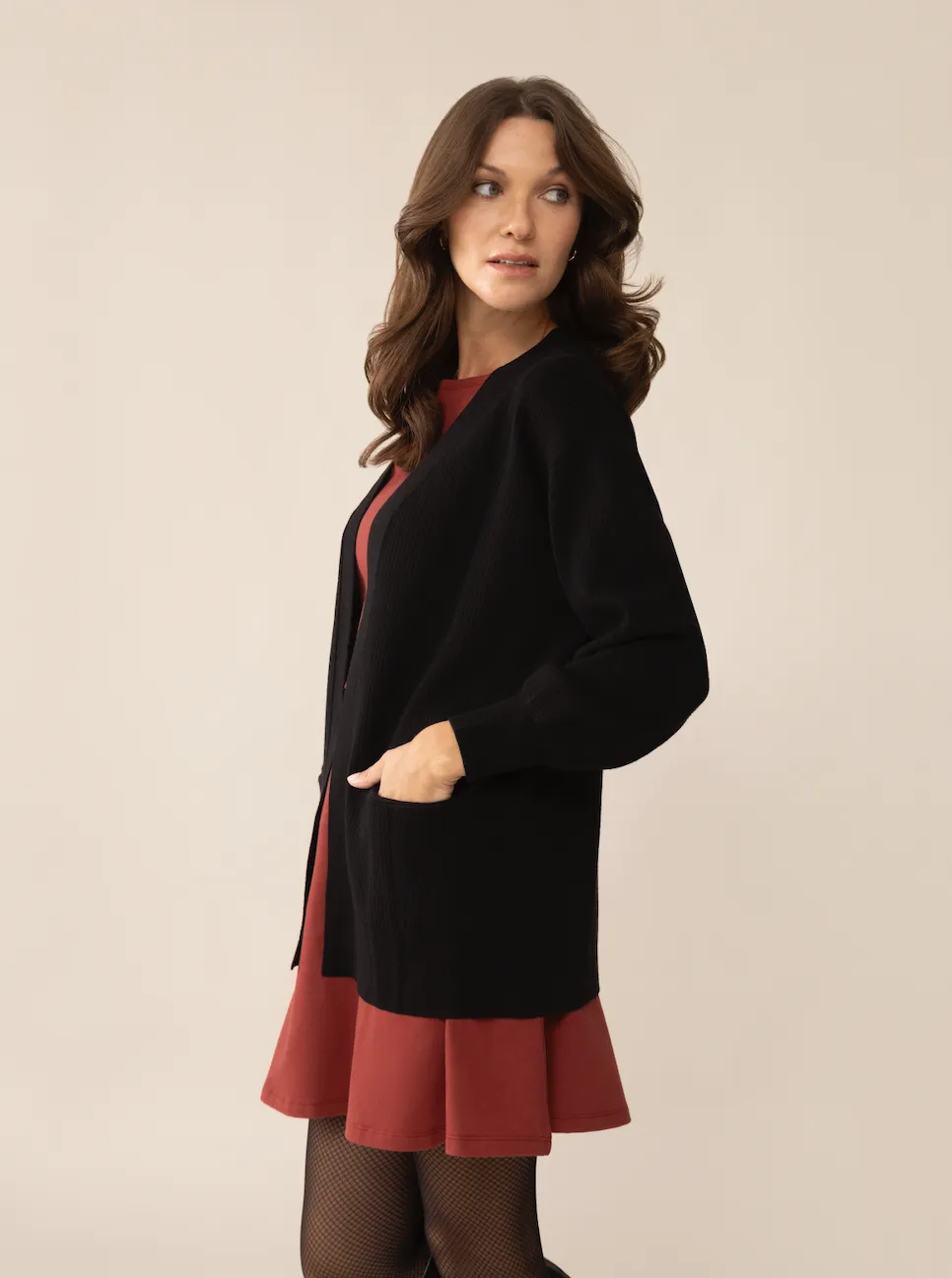 Erin Sweater Knit Cardigan in Black