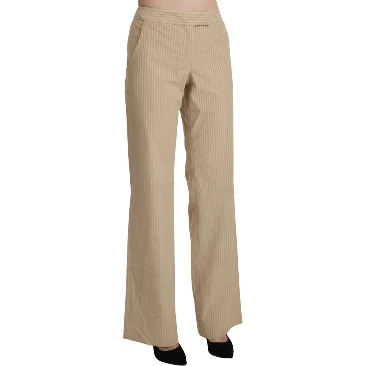 Ermanno Scervino Chic Beige High-Waist Wide Leg Pants