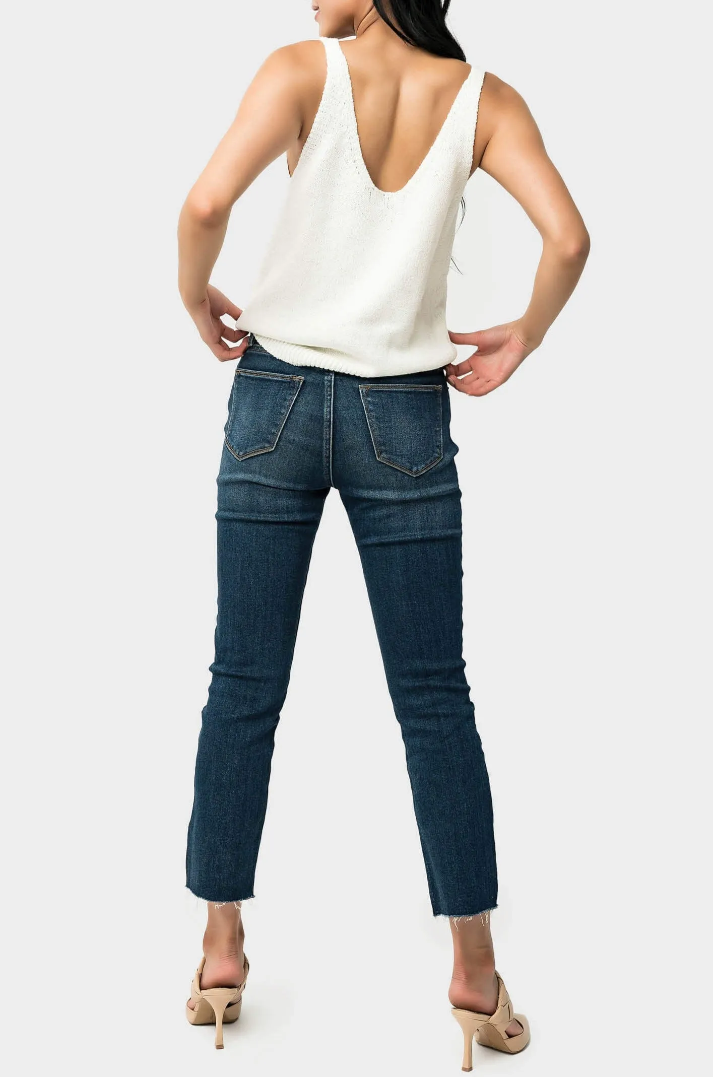 Essential Mini-Flare Leg Denim with Raw Hem