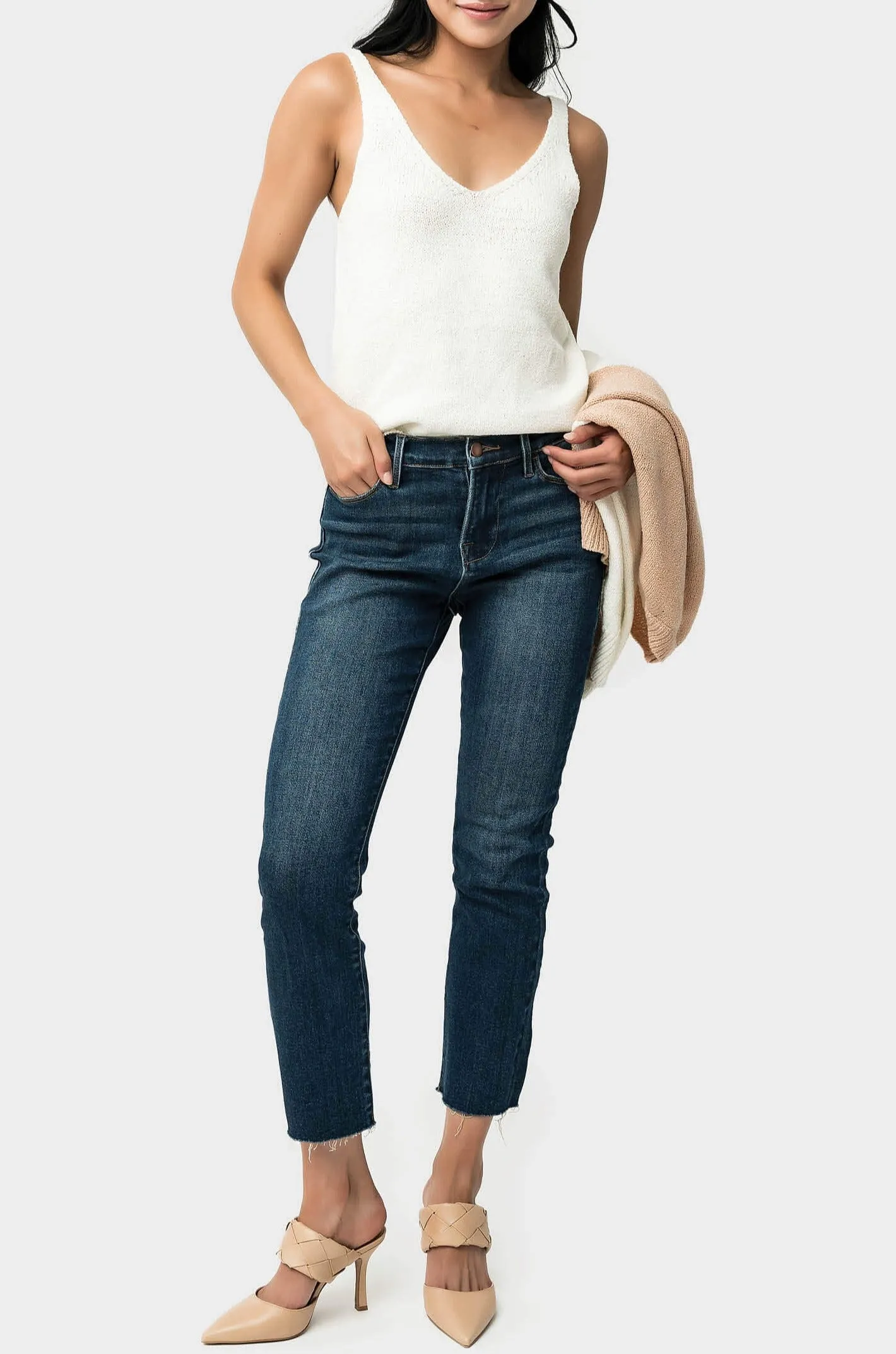 Essential Mini-Flare Leg Denim with Raw Hem