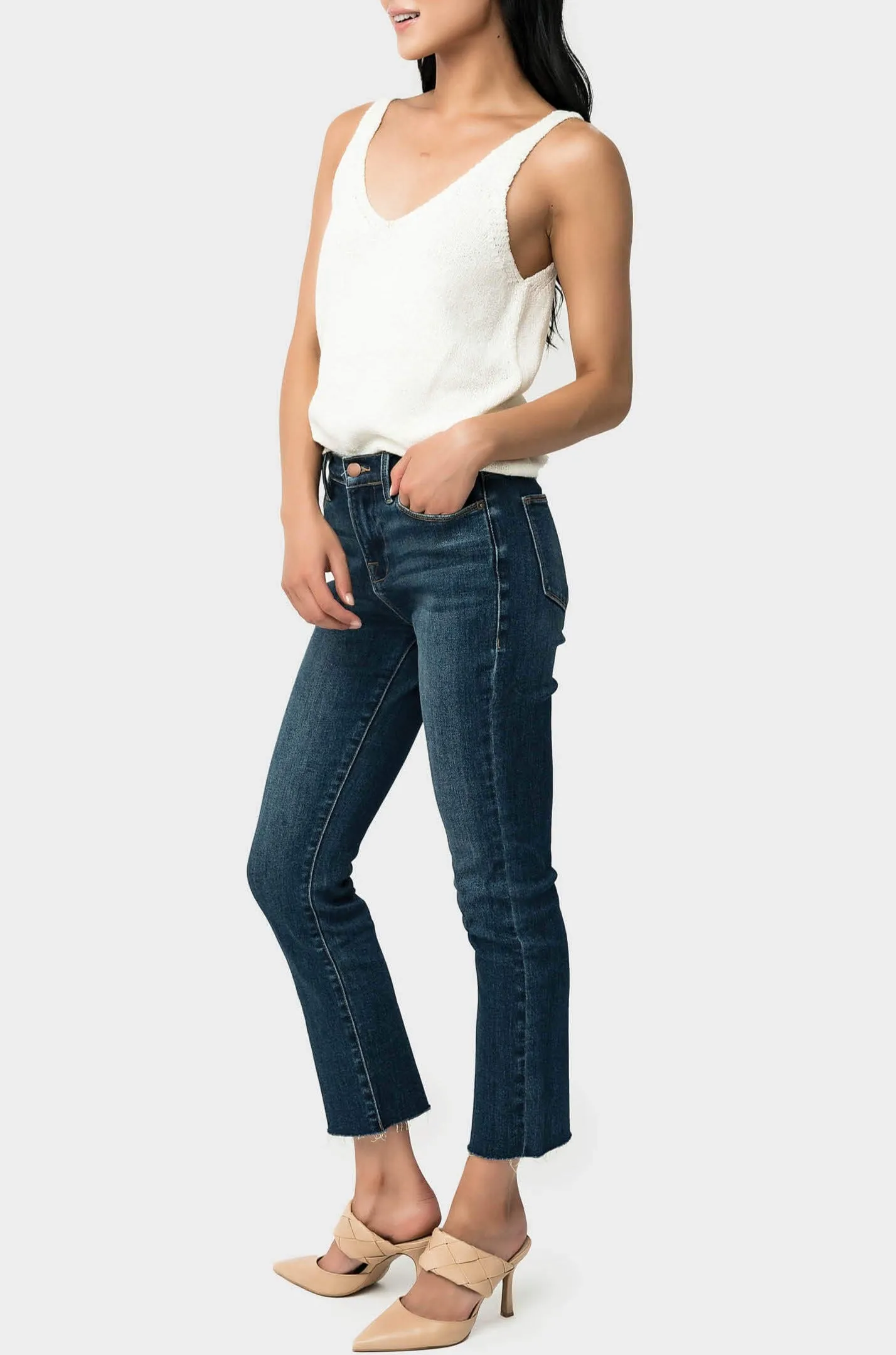 Essential Mini-Flare Leg Denim with Raw Hem