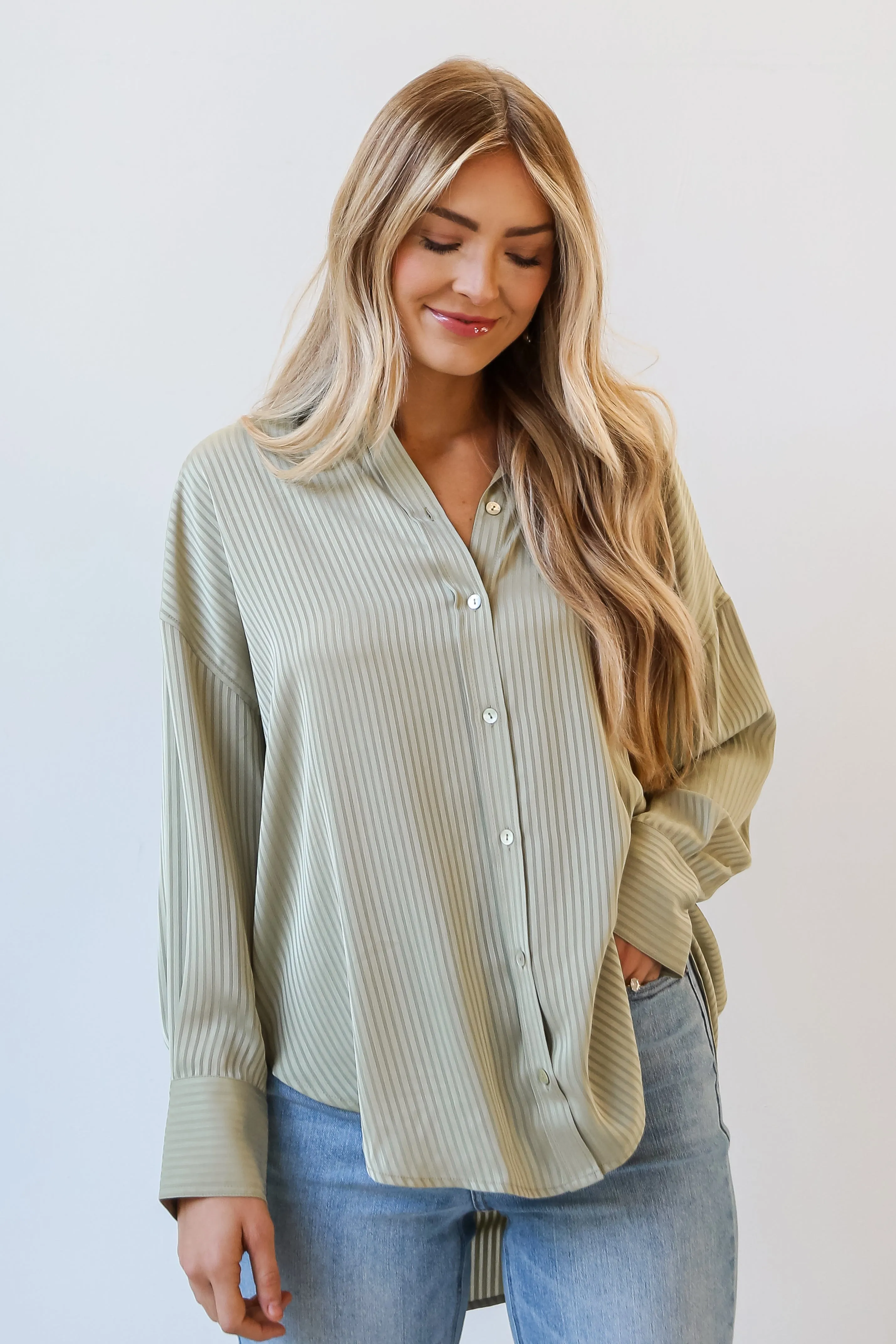 FINAL SALE - Angelically Airy Striped Button-Up Blouse