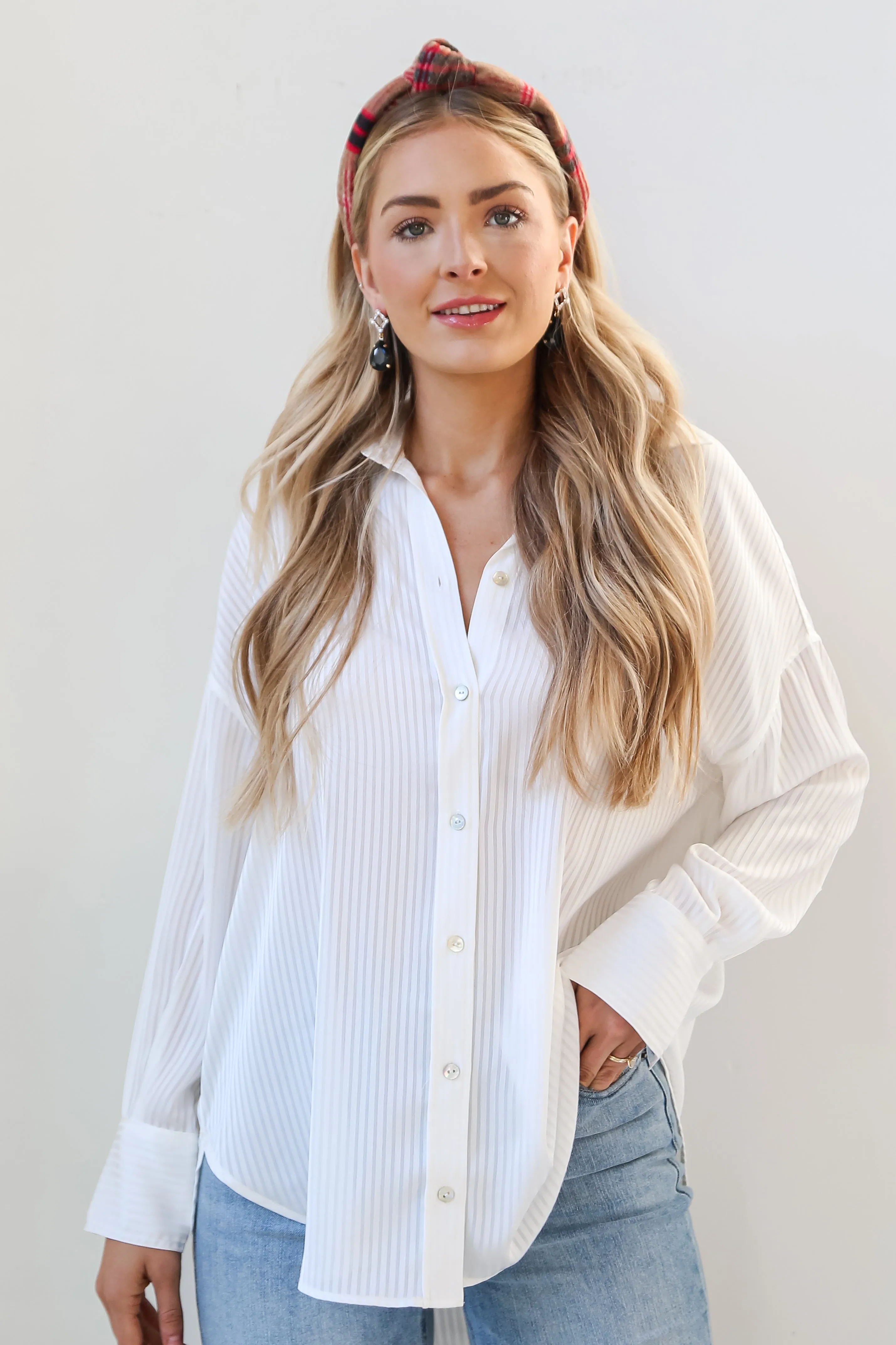 FINAL SALE - Angelically Airy Striped Button-Up Blouse