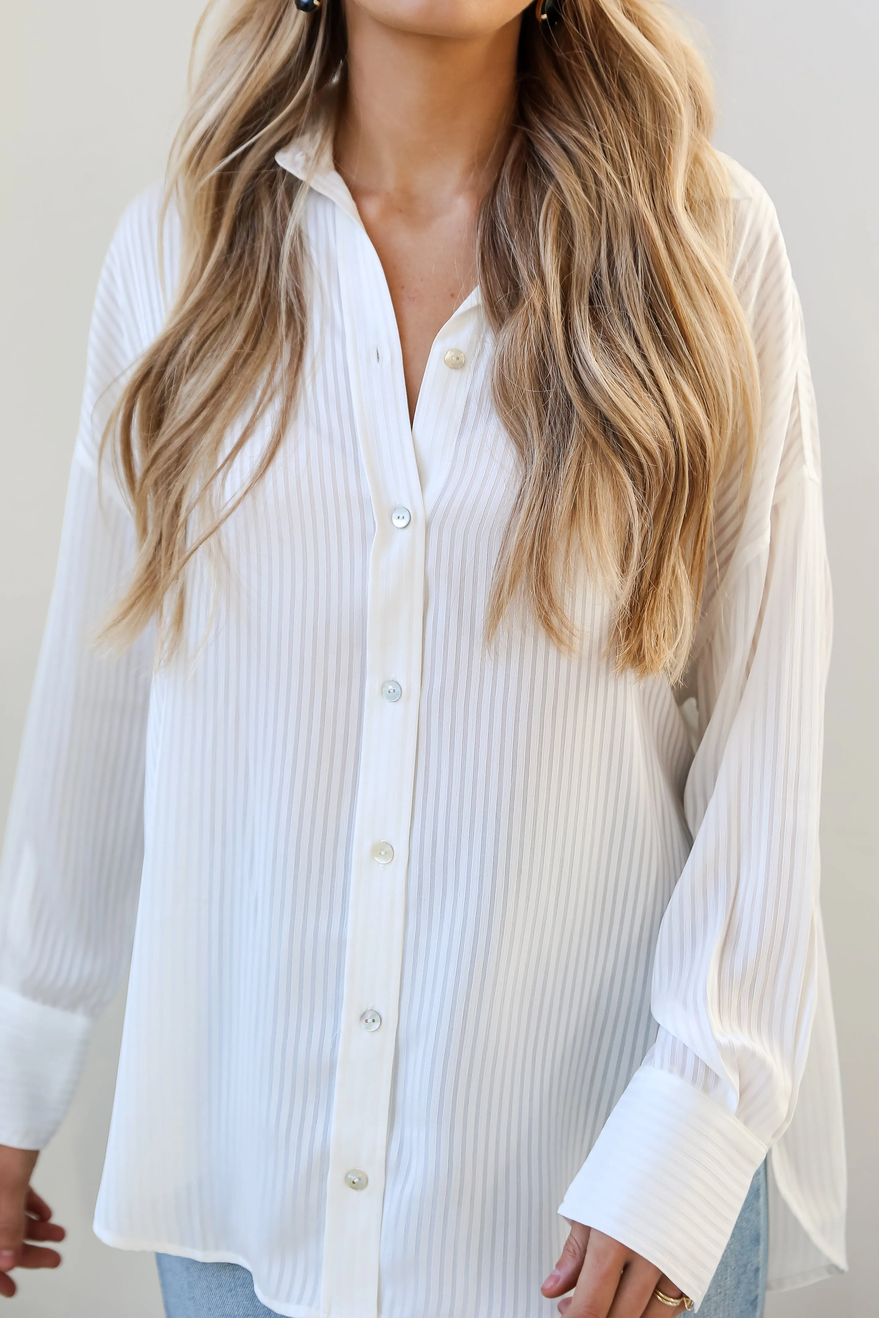 FINAL SALE - Angelically Airy Striped Button-Up Blouse