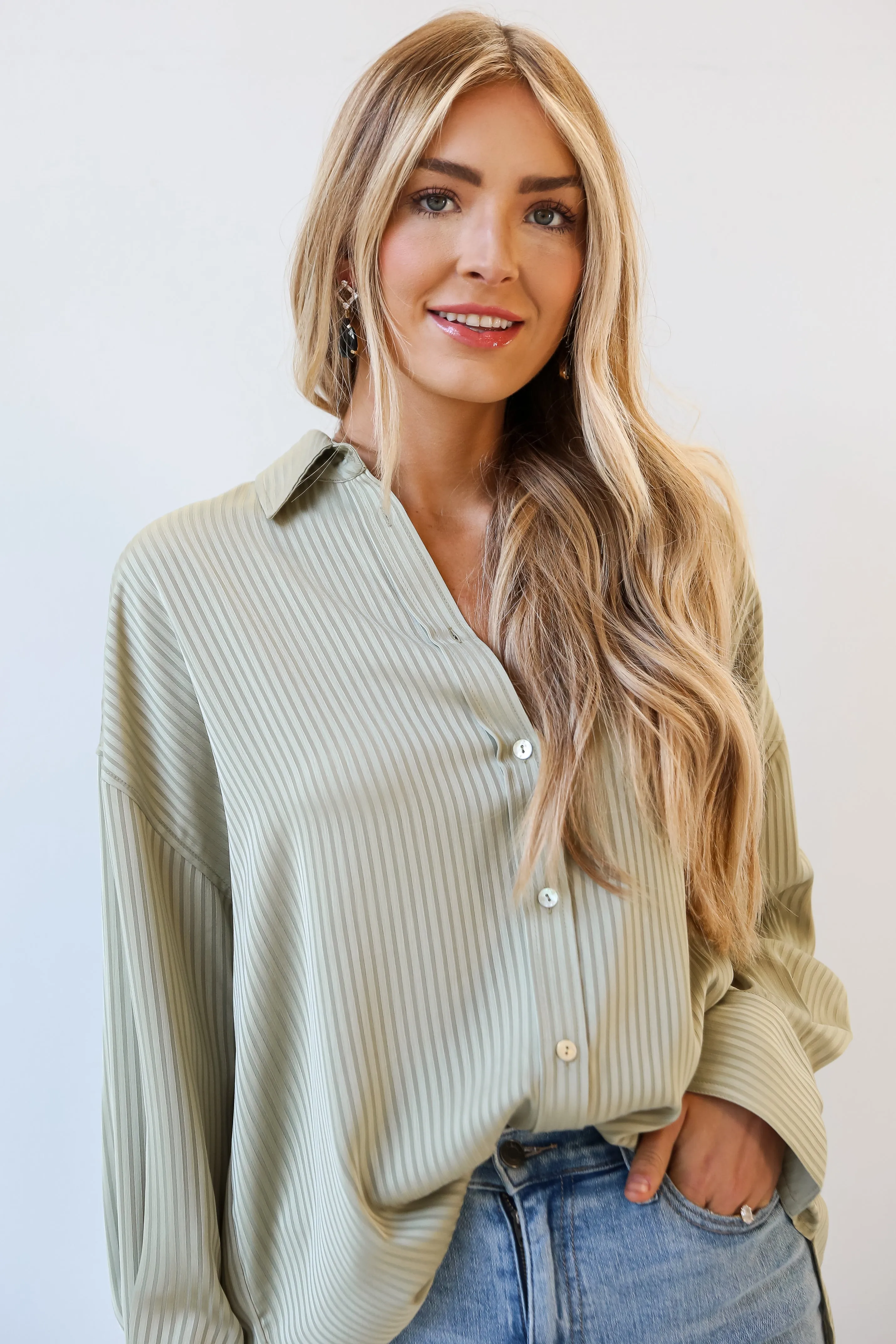 FINAL SALE - Angelically Airy Striped Button-Up Blouse