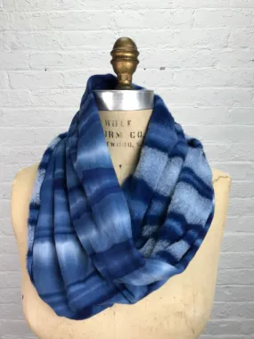 Fleece Cowl Warmer in Indigo Stripe