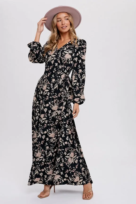 Floral Print Wrap Maxi Dress