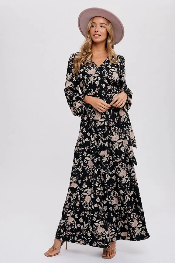 Floral Print Wrap Maxi Dress