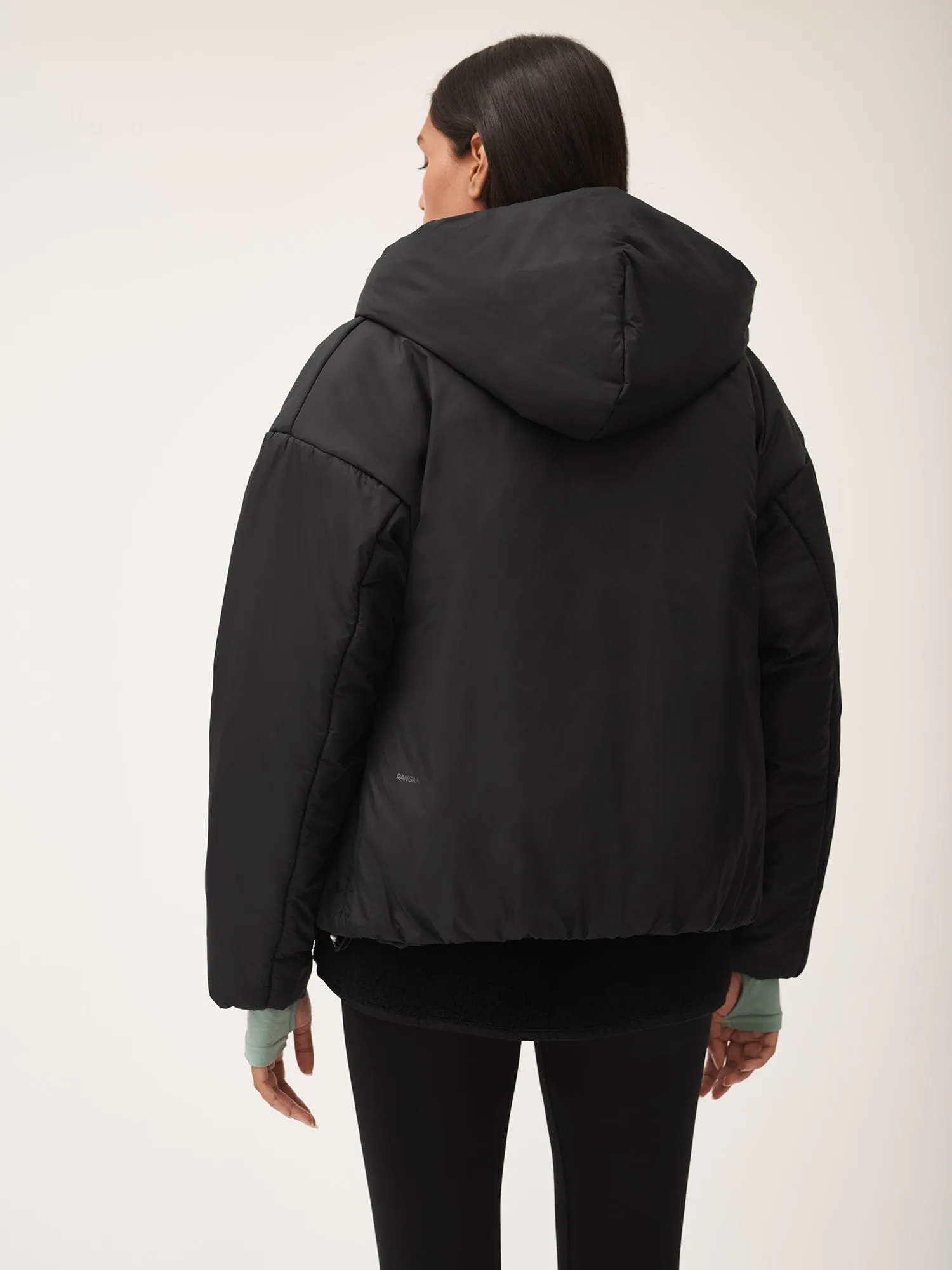 Flower-Warmth Padded Bomber Jacket—Black