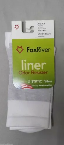 Fox River 4101 X-Static Silver Socks Ultra-Lightweight Crew Liner Sock White XL