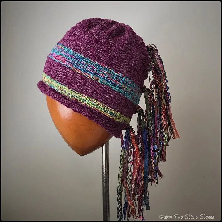 Fuchsia w/Metallic Tweed Stripes Signature *Funky Chic Hat*