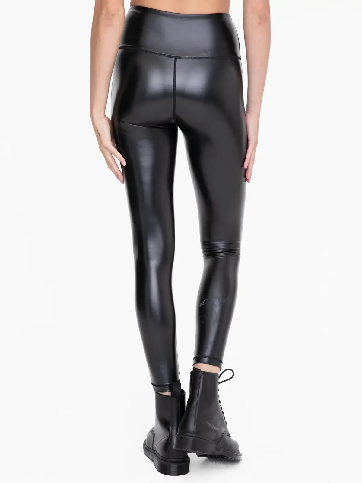 Glossy Liquid High Waist Leggings - Black