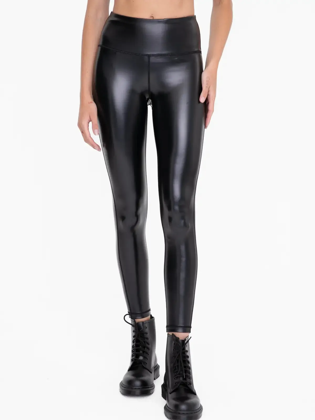 Glossy Liquid High Waist Leggings - Black