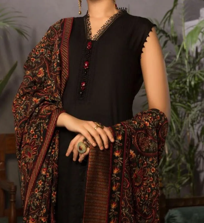 Grace 07 Black-Formal Heavy Embroidered Karandi shawl