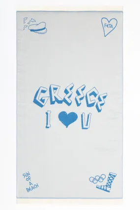 Greek Lover Bright Blue | Feather Beach Towel