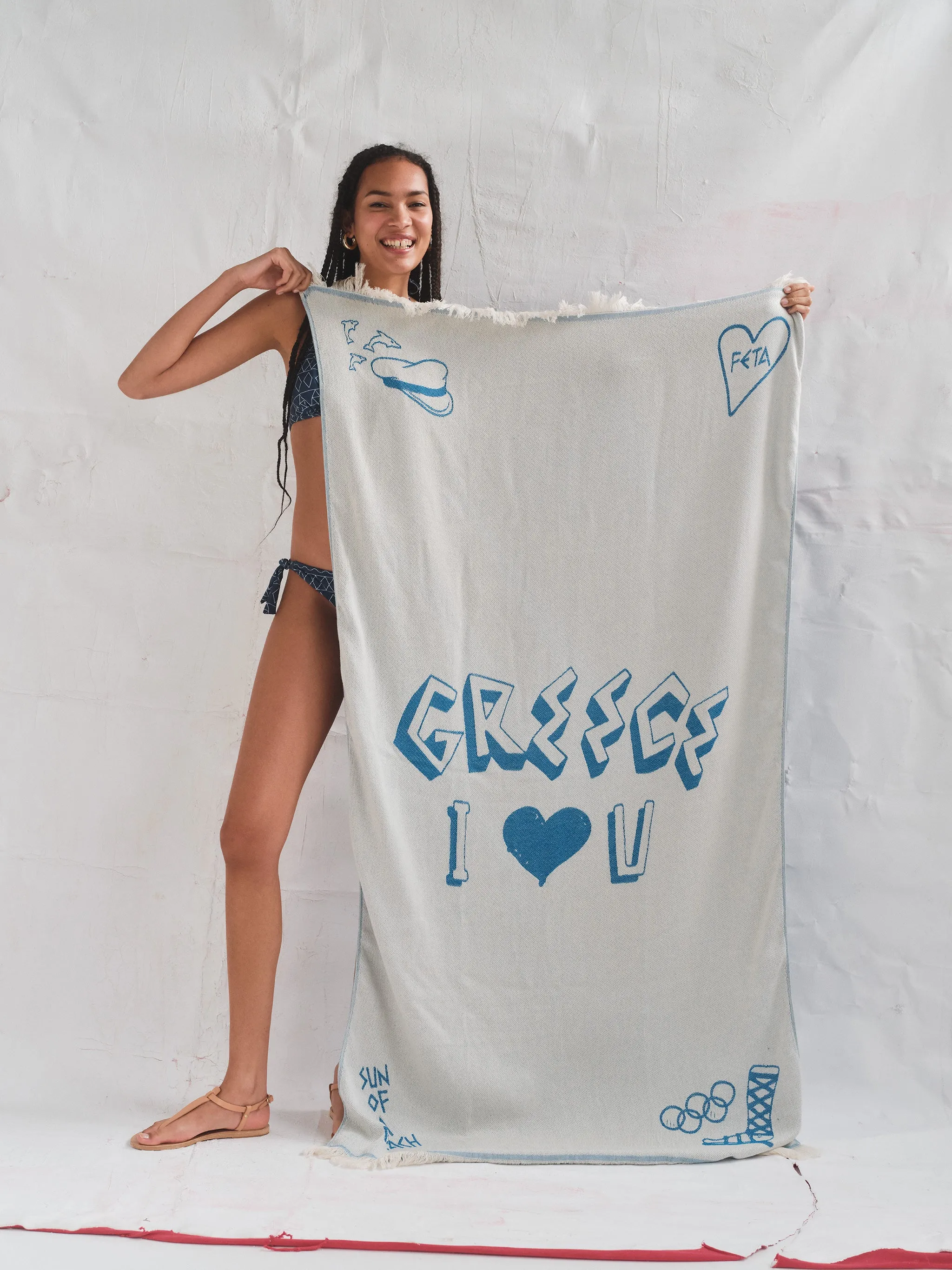 Greek Lover Bright Blue | Feather Beach Towel