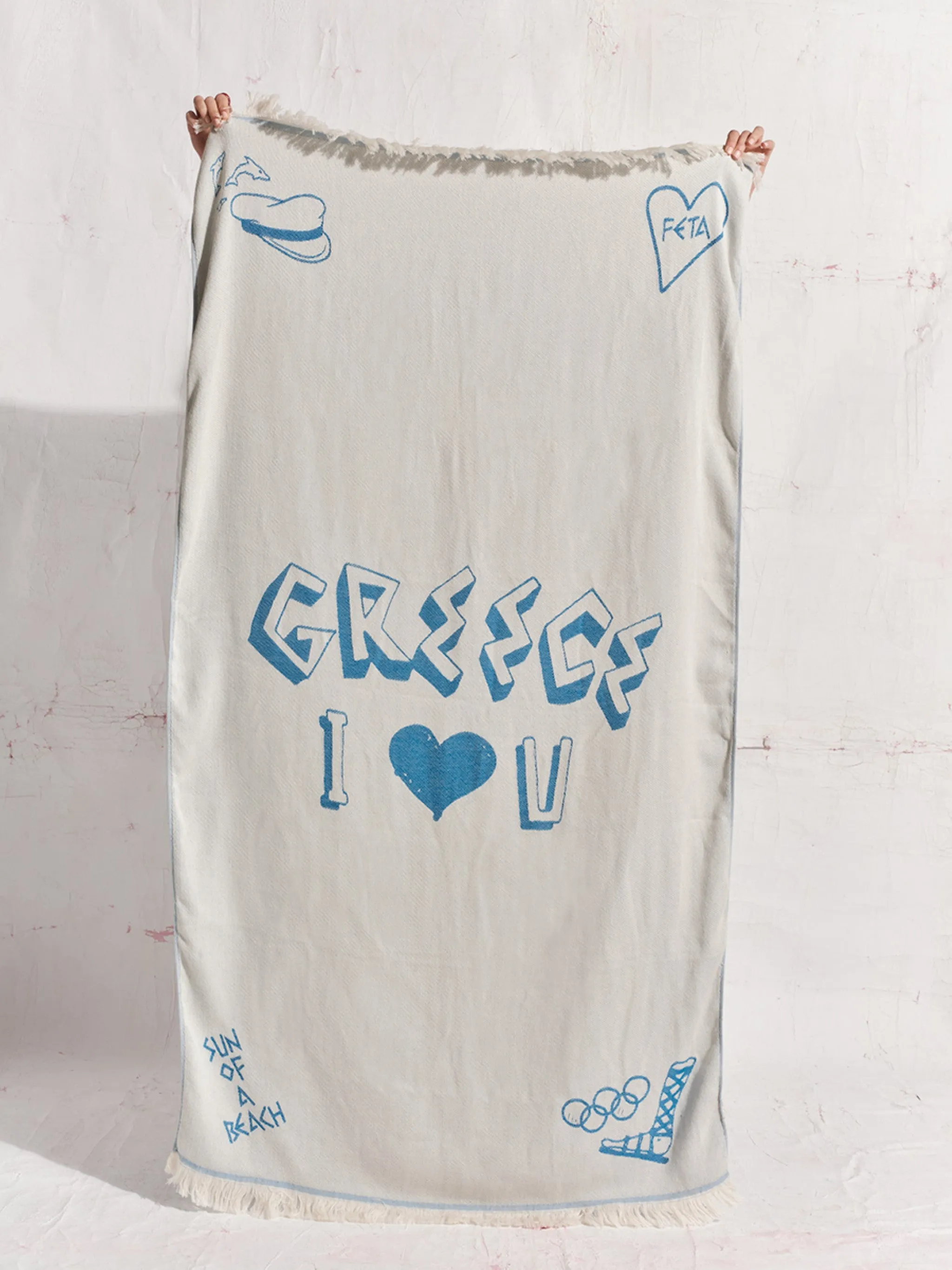 Greek Lover Bright Blue | Feather Beach Towel