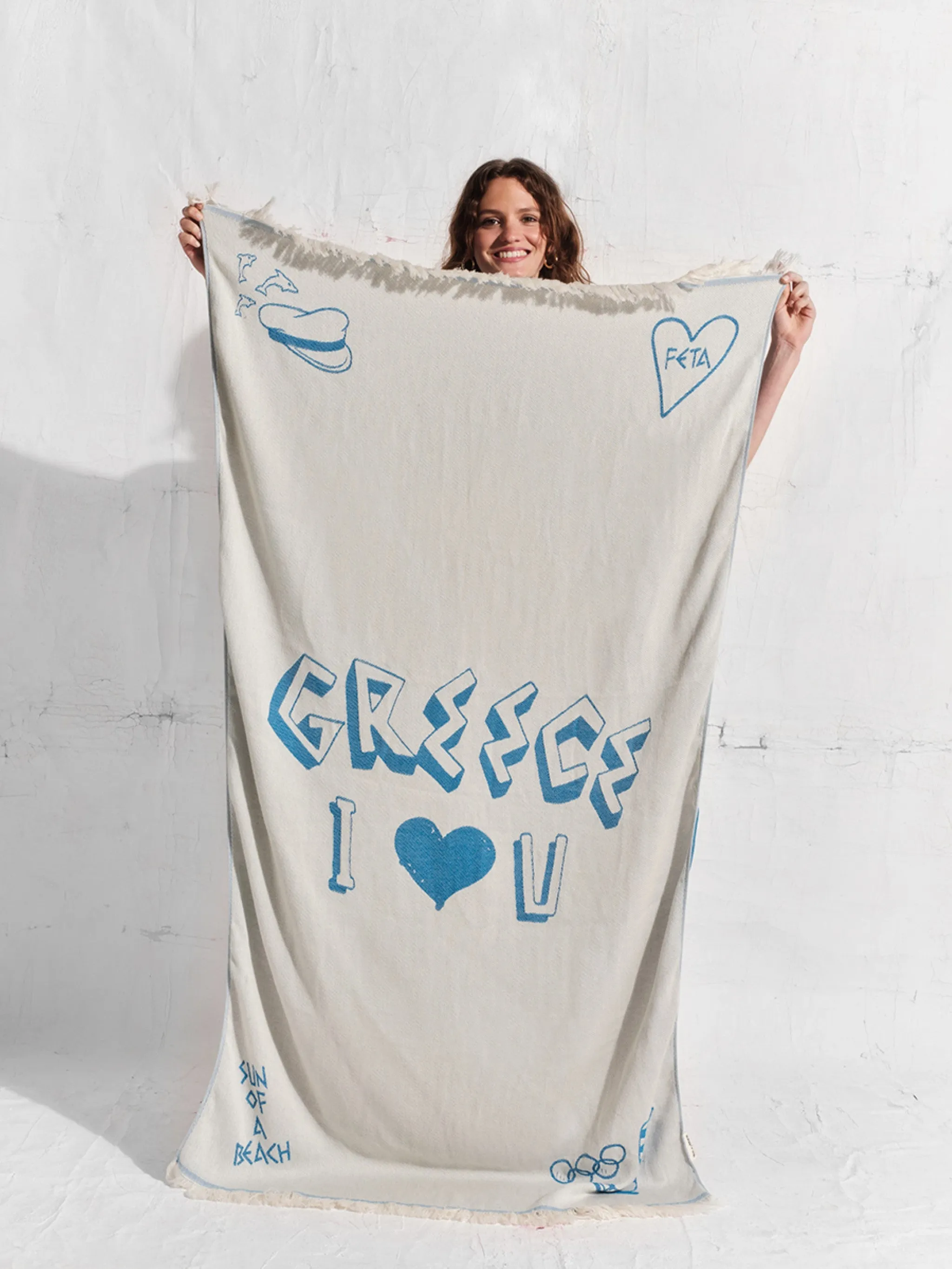 Greek Lover Bright Blue | Feather Beach Towel