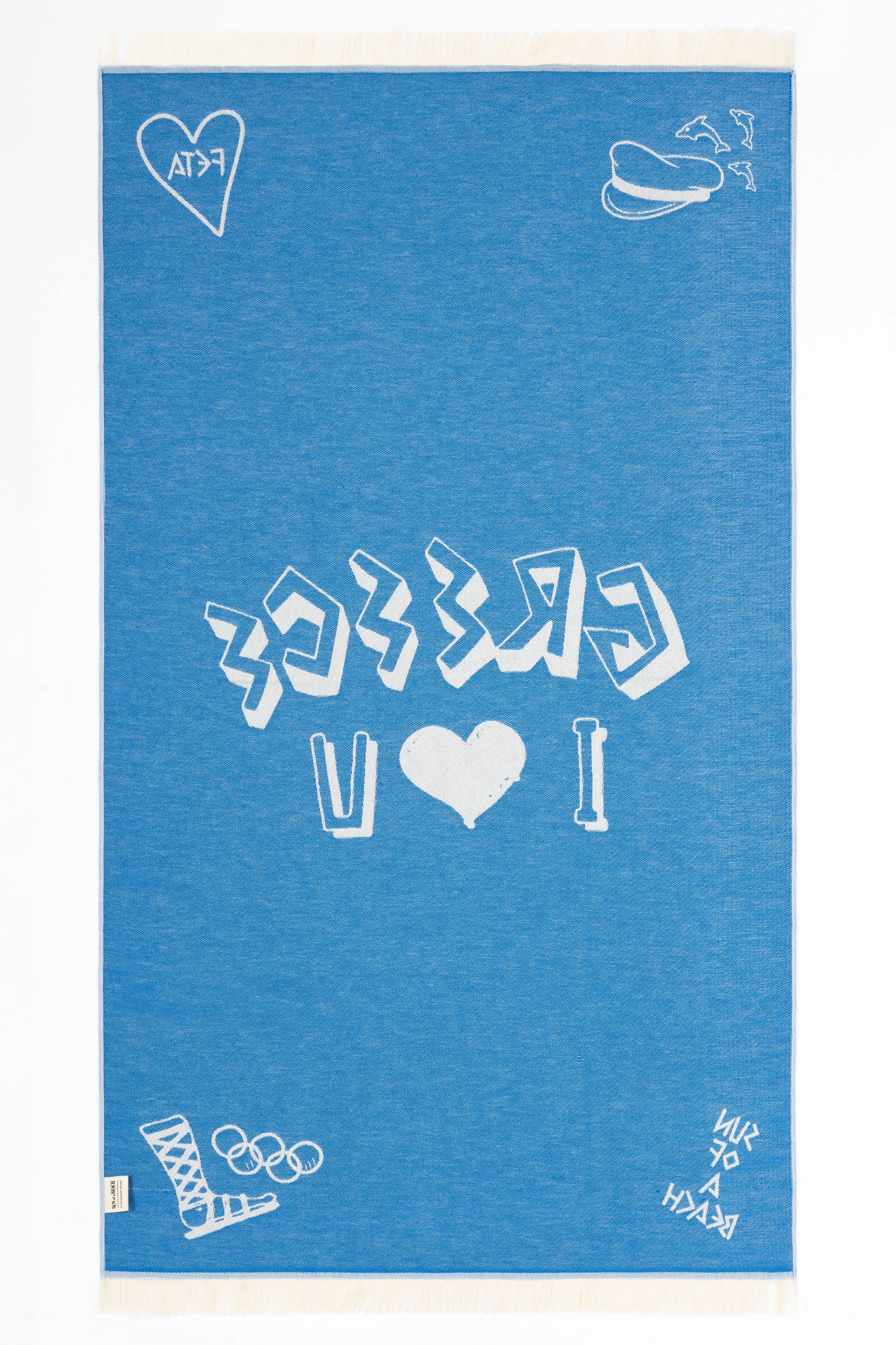 Greek Lover Bright Blue | Feather Beach Towel