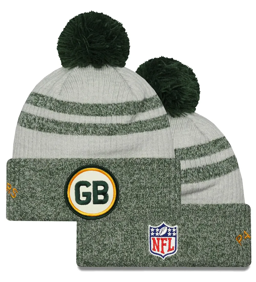 Green Bay Packers Sideline Historic Cuffed Pom Knit Hat