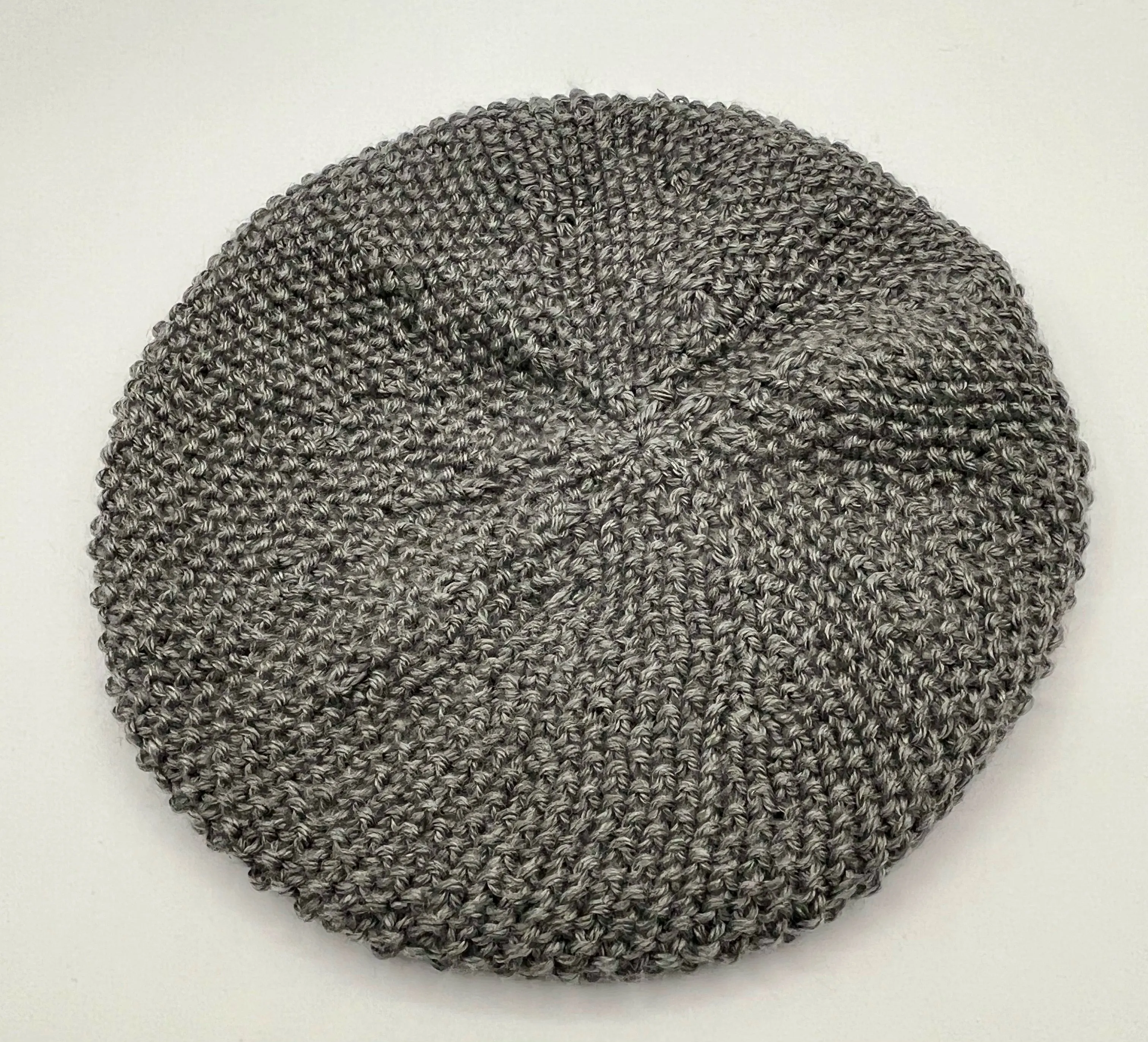 Grey Acrylic Seed Stitch Knit Slouch Hat