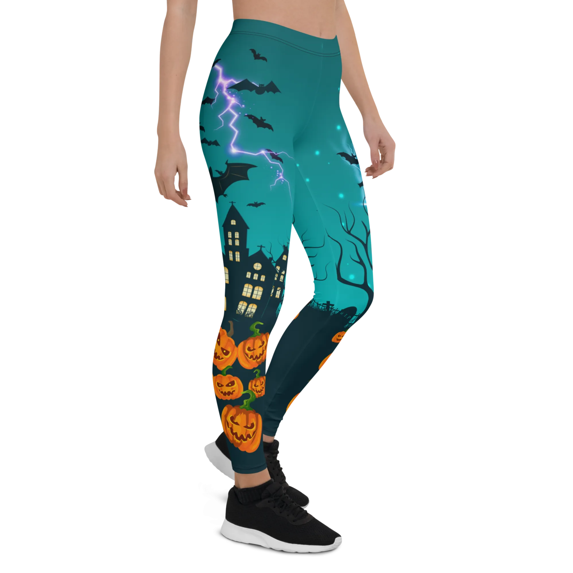 Halloween Pumpkin and Lightning Leggings