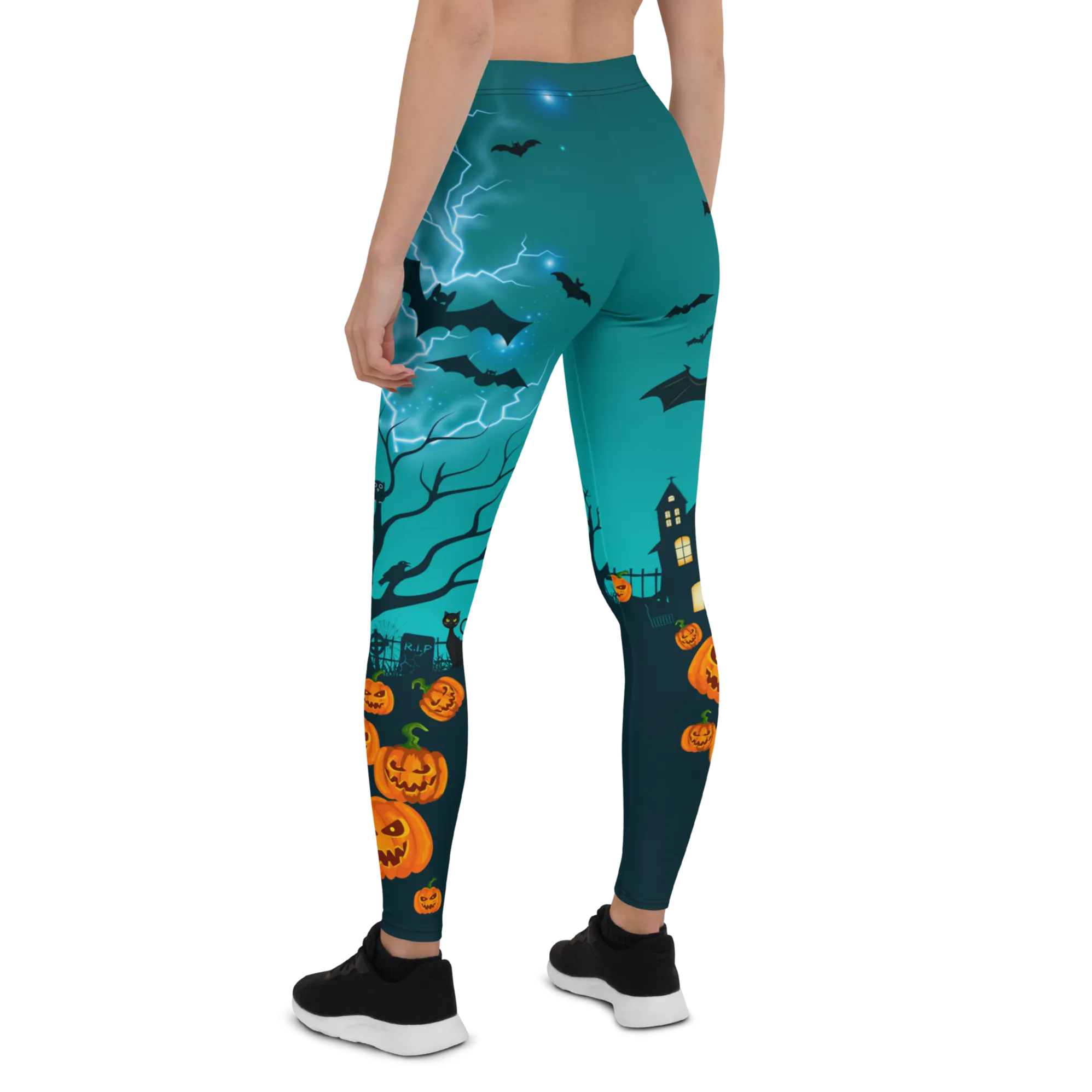 Halloween Pumpkin and Lightning Leggings