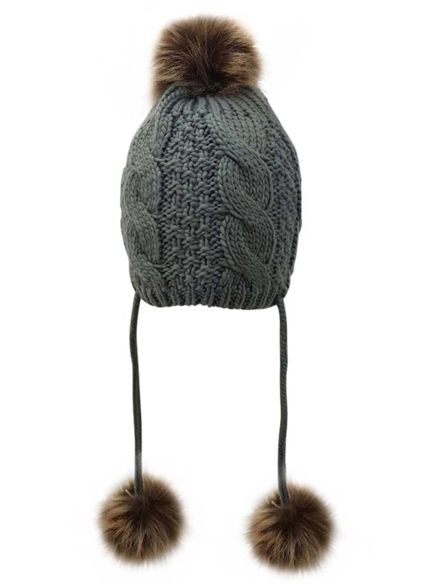 Handcrafted Cable Knit Pom Pom Tibetan Hat