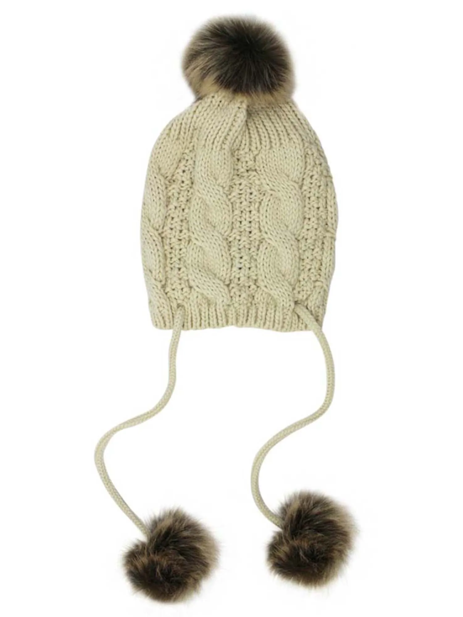 Handcrafted Cable Knit Pom Pom Tibetan Hat