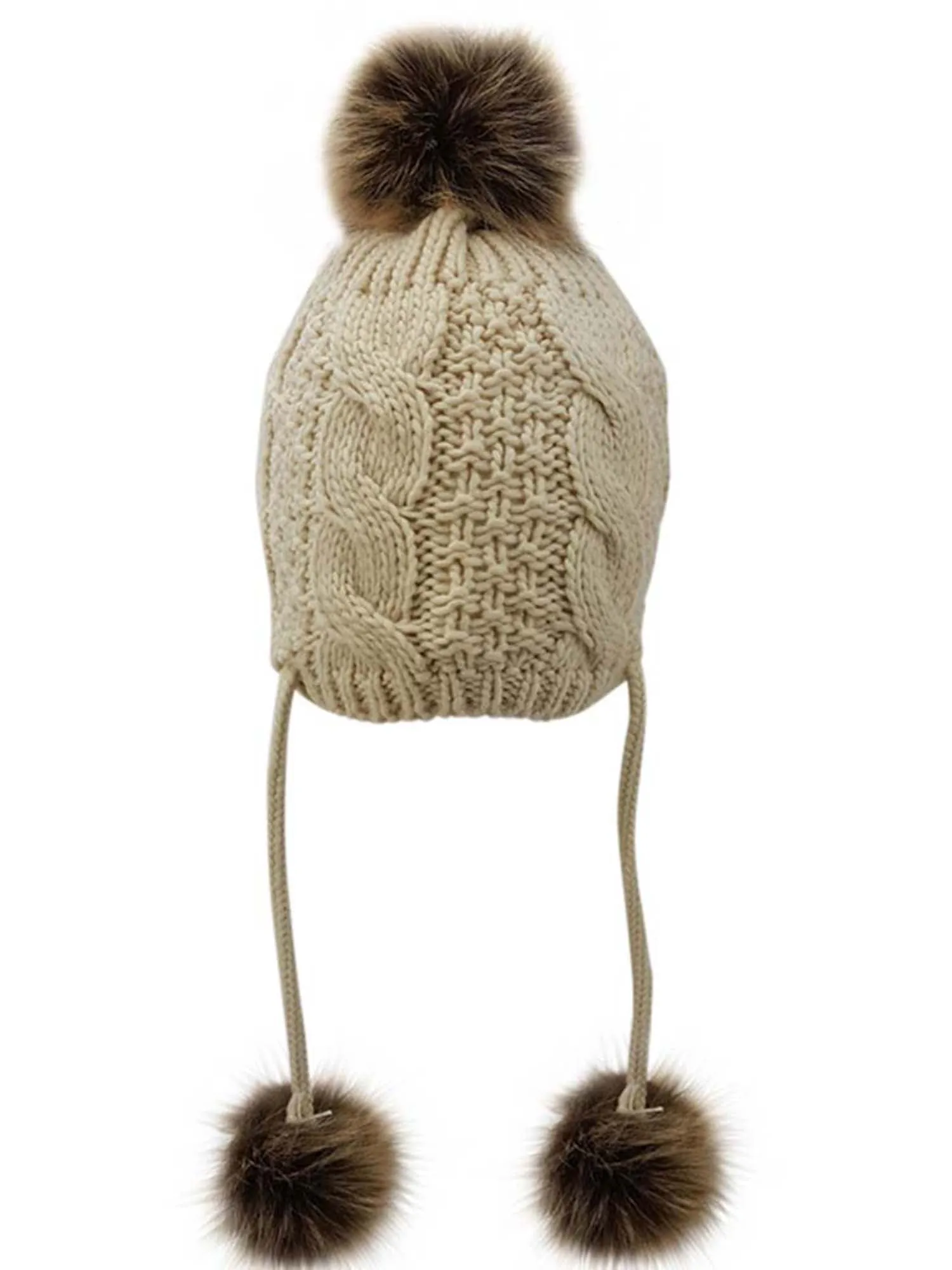 Handcrafted Cable Knit Pom Pom Tibetan Hat