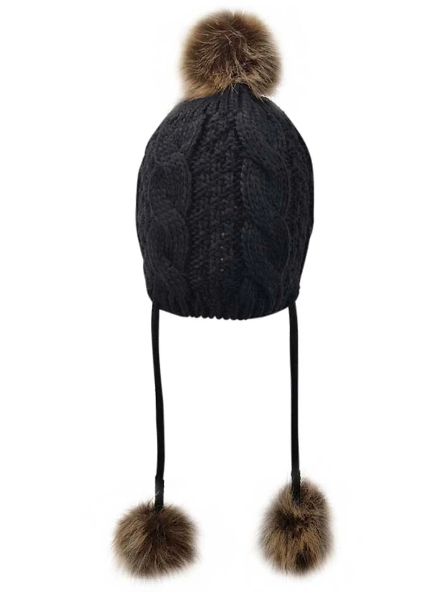 Handcrafted Cable Knit Pom Pom Tibetan Hat