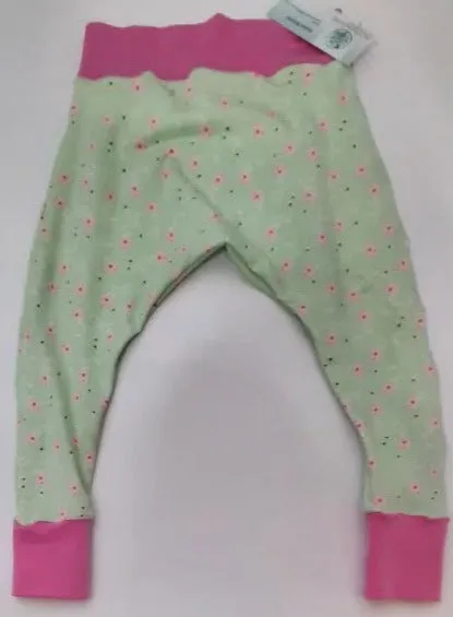 Harem Pants Legging Green/Pink Flower Baby 12-18 Month BFpgf51218