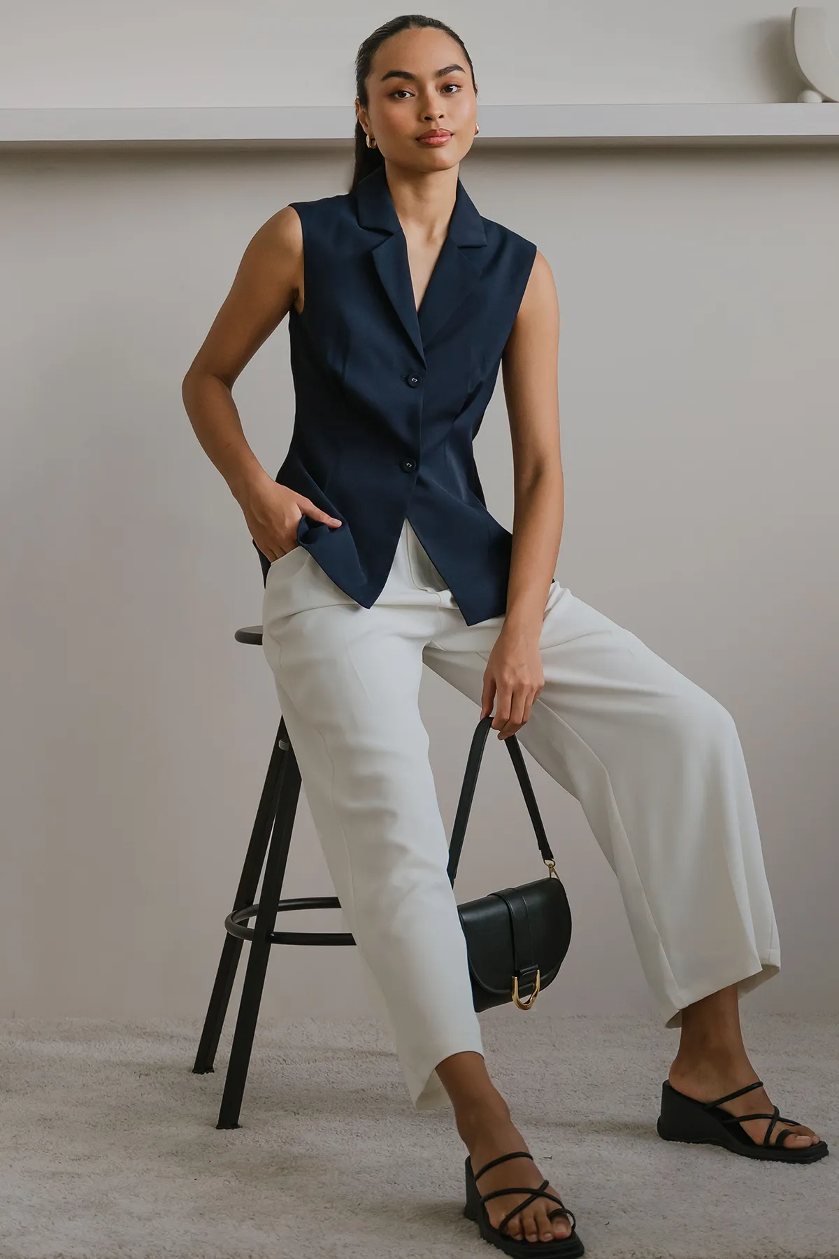 Harper Tailored Vest (Blue)