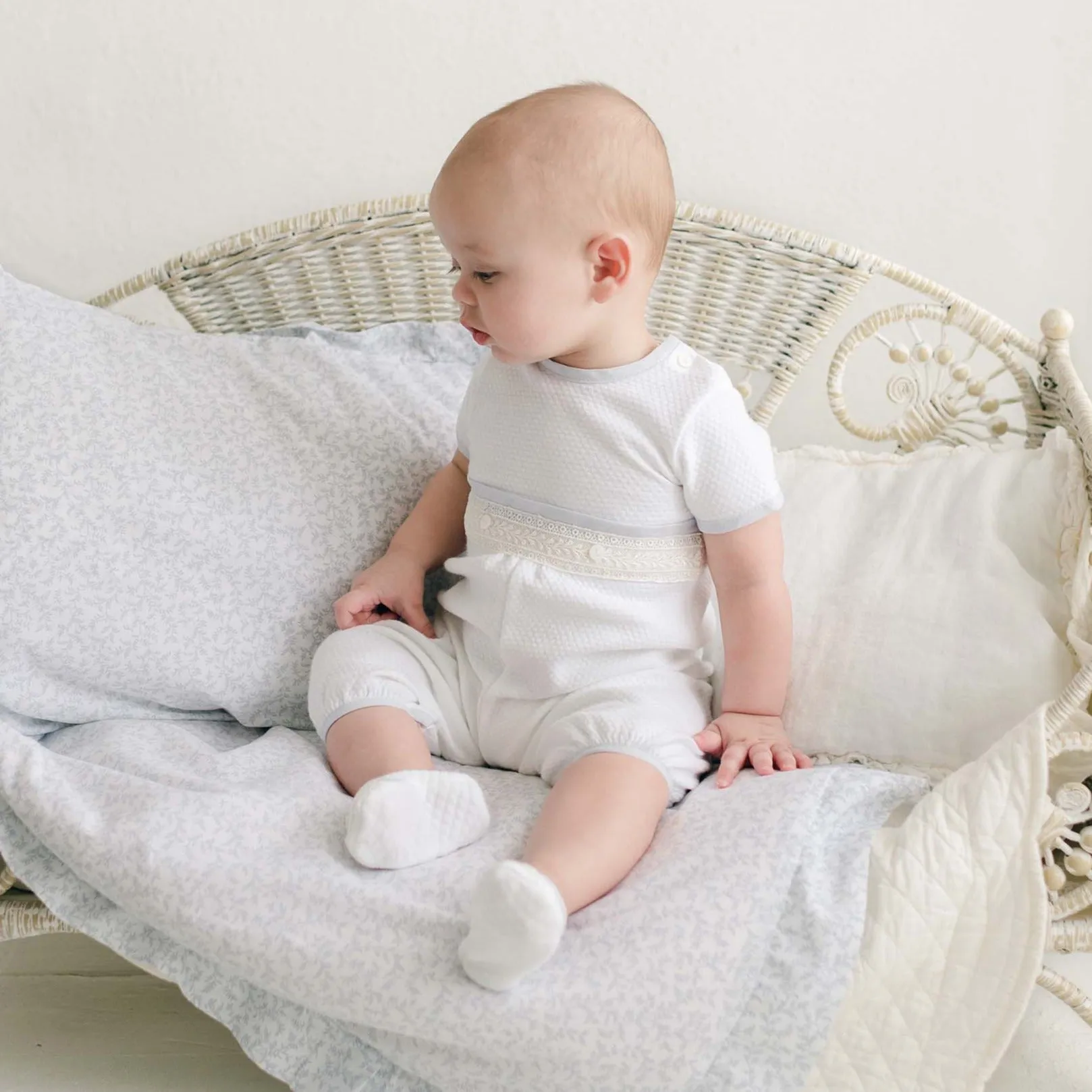 Harrison Short Sleeve Christening Romper